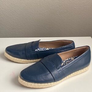 Cole Haan Grand 360 Blue Leather Espadrille Loafers 8B Nautical Chic Coastal